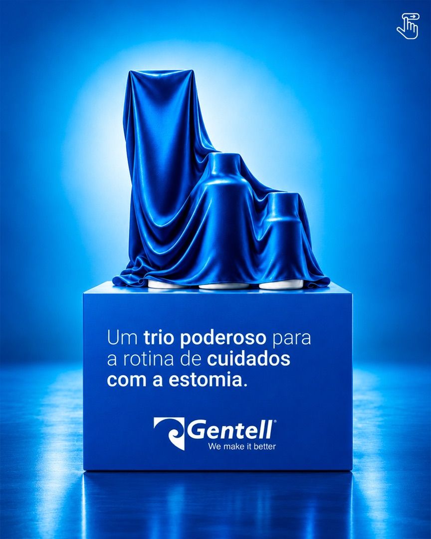 Post da Gentell apresentando a linha de cuidados com a estomia